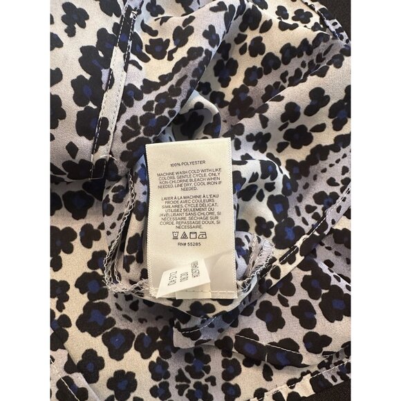 Express Floral Black Blue Womens Top Button Up Shirt Blouse Career NWT Sz SP - Picture 8 of 8